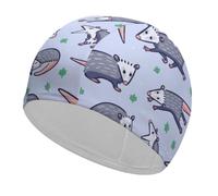 Unisex Swim Cap for Long Hair Non Slip Elastic Swimming Hat Soft Comfortable Swimming Cap Breathable Pool Hat Opossum Swim Hats Flexible Bathing Caps