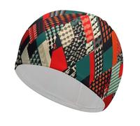 Unisex Swim Cap for Long Hair Non Slip Elastic Swimming Hat Soft Comfortable Swimming Cap Breathable Pool Hat Diagonal Geometric Pattern Swim Hats Flexible Bathing Caps