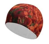 Unisex Swim Cap for Long Hair Non Slip Elastic Swimming Hat Soft Comfortable Swimming Cap Breathable Pool Hat Red Poppy Swim Hats Flexible Bathing Caps