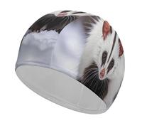 Unisex Swim Cap for Long Hair Non Slip Elastic Swimming Hat Soft Comfortable Swimming Cap Breathable Pool Hat Opossum in Snow Print Swim Hats Flexible Bathing Caps