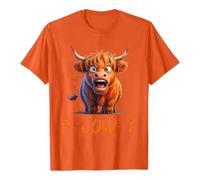 Unisex T-Shirt with Angry Highland Cow - Funny Graphic Shirt with 'F-Cow-F' Saying | Humorous Top for Fans of Cows and Sarcasm, Style_i04 Orange, 3XL