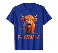 Unisex T-Shirt with Angry Highland Cow - Funny Graphic Shirt with 'F-Cow-F' Saying | Humorous Top for Fans of Cows and Sarcasm, style_i02 blue, 3XL