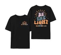 Unisex T-Shirt with Christian Be The Light Saying - Positive Statement Shirt with Retro Graphic and Bible Verse | Faith & Hope Top, Style_p01 Black, L