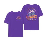 Unisex T-Shirt with Christian Be The Light Saying - Positive Statement Shirt with Retro Graphic and Bible Verse | Faith & Hope Top, Style_p03 Purple, L