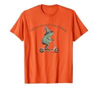 Unisex T-Shirt with Frog on Scooter 'Off to Commit Tomfoolery' - Funny Graphic Shirt in Vintage Style | Whimsical Top for Fans of Mischief, Style_b02 Orange, 3XL