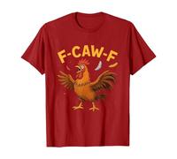 Unisex T-Shirt with Funny Rooster Motif - Short Sleeve Shirt with 'F-CAW-F' Saying | Humorous Graphic Shirt for Chicken Fans, style_a06 red, XXL