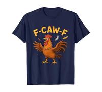 Unisex T-Shirt with Funny Rooster Motif - Short Sleeve Shirt with 'F-CAW-F' Saying | Humorous Graphic Shirt for Chicken Fans, style_a05 navy, XXL