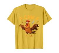 Unisex T-Shirt with Funny Rooster Motif - Short Sleeve Shirt with 'F-CAW-F' Saying | Humorous Graphic Shirt for Chicken Fans, style_a08 yellow, XXL