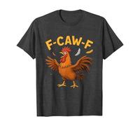 Unisex T-Shirt with Funny Rooster Motif - Short Sleeve Shirt with 'F-CAW-F' Saying | Humorous Graphic Shirt for Chicken Fans, style_a04 gray, XXL