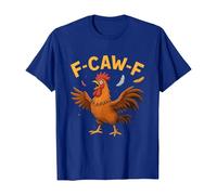 Unisex T-Shirt with Funny Rooster Motif - Short Sleeve Shirt with 'F-CAW-F' Saying | Humorous Graphic Shirt for Chicken Fans, style_a02 blue, XXL