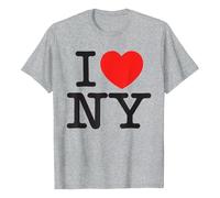 Unisex T-Shirt with 'I Love NY' Print - Classic Souvenir Shirt from New York | Top with the Iconic I Heart NY Logo, Style_x01 Gray, L