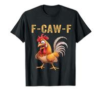 Unisex T-Shirt with Surprised Rooster - Funny Graphic Shirt with 'F-CAW-F' Saying | Humorous Top in Vintage Look, style_d01 black, S