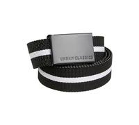 Urban Classics Canvas Belt, Black White Stripe/Black, One Size