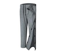 Unisex Tear Away Pants 2 Side Snaps Post Surgery Breakaway Pant Full Open Down Cotton Rip Off Pants for Hip Replacement, Dark Grey, X-Small