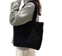 Unisex Terylene Tote Bag in Black with Simple Open Top Design | Plain black, softly shaped carryall with broad shoulder straps and an uncomplicated silhouette, shown worn over the arm