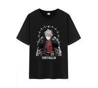 Unisex The Eleven Fatui Harbingers Impression Daily Short Sleeve Middle Weight 100% Cotton T Shirt (UK, Alpha, 4XL, Regular, Regular, Tartaglia)