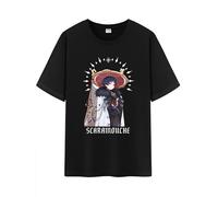 Unisex The Eleven Fatui Harbingers Impression Daily Short Sleeve Middle Weight 100% Cotton T Shirt (UK, Alpha, M, Regular, Regular, Scaramouche)