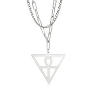 Unisex The Sign of Life Cross Pendants Necklace Egyptian Hieroglyphics Anka Amulet Double Chains Stainless Steel Men Jewelry fashion