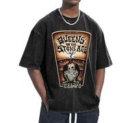 Unisex The Stone Age Rock Band T Shirts Vintage wash Tee Shirt Short Sleeve Crew Neck Oversized Cotton Streetwear Cute Graphic Summer Casual Loose Basic Tee Top