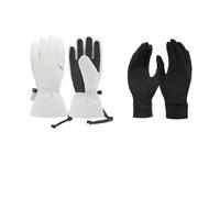 Unisex Thick Waterproof Warm Ski Gloves Mountain Climbing Cycling Snowboard Ski Gloves Classic White Lined Size L