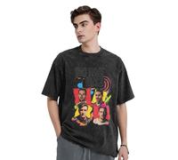 Unisex Time Rock Music Big Boy Band Rush Vintage Shirt Crew Neck Washed Cotton Summer T-Shirts Short Sleeve Tees Black L
