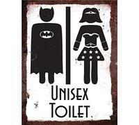 Unisex Toilet Men Man Woman Girl Ladies Superhero Hero Vintage Retro Man Cave Bar Pub Shed Novelty Gift Aluminium Metal Tin Wall Décor Sign