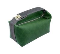 Unisex Toiletry Bag Vegan Leather Makeup Bag Cosmetic Organizer Travel Pack for Shaving Essentials & Accessories (Green,L21.5xW11xH12cmL8.5”xW4.3”xH4.7”)