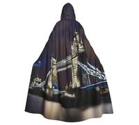 Unisex Tower Bridge In London Print Halloween Hooded Cape For Masquerade | Lightweight Unisex Hooded Cape,Easy To Layer Over Any Outfit For Carnivals,Fiesta,And Costume Events