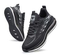 Unisex Trainers Running Shoes Women Men Walking Shoes with Air Cushion Ladies Sneakers Mesh Breathable Lightweight Athletic Workout Sports Black