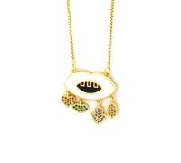 unisex Trendy Micro Pave CZ Cubic Zircon Lip Mouth Palm Heart Shape Copper Pendant Necklace For Women Girls Fashion Party Jewelry gifts