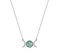 Unisex Triple Crescent Moon Globe Earth Necklace For Women Crystal Stone Silver Boho Jewelry Pendant Necklace Choker fashion gifts