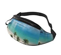 Unisex Tropical Landscape Palm Trees Print Belt Bag, Adjustable Strap Waist Bag Crossbody Bag for Travel Hiking Sports