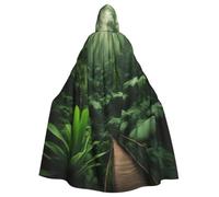 Unisex Tropical Rainforest Print Halloween Hooded Cape For Masquerade | Lightweight Unisex Hooded Cape,Easy To Layer Over Any Outfit For Carnivals,Fiesta,And Costume Events