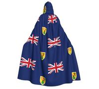 Unisex Turks and Caicos Islands Flag Print Hooded Cloak Halloween Christmas Costume Party