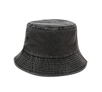 Unisex Twill Wide Brim Washed Denim Bucket Hat Classic Vintage Flat Top Comfortable Fishermen Hats Summer Outdoor Lightweight UV Protection Sun Hat Trendy Casual Folding Tulip Hats