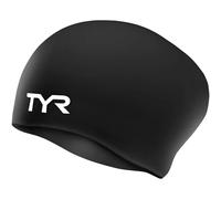 Unisex Tyr Long Hair Silicone Swim Cap, Black, M UK