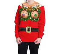 Unisex Ugly Christmas Jumper - Funny Novelty Pullover Santa Xmas Jumpers 3D Printed Reindeer Sweatshirt, Personalised Cute Pullover Long Sleeve Tops Round Neck Shirt Festive Party Sweater