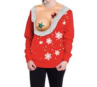 Unisex Ugly Christmas Jumper - Funny Novelty Pullover Santa Xmas Jumpers 3D Printed Reindeer Sweatshirt, Personalised Cute Pullover Long Sleeve Tops Round Neck Shirt Festive Party Sweater