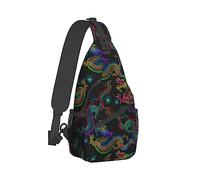 Unisex Unique Chest Bag Gym Sack Fashion Sling Shoulder Backpack Outdoor Sports Daypack Compatible with Cool Chinese Dragons, Multipurpose Adjustable Bag for Daily Use