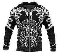 Unisex Viking Totem Hoodies, Norse Myth Celtic Dragon 3D Printed Hoodies Sweatshirt Harajuku Casual Jacket