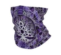 Unisex Viking Yggdrasil Print Bandana - Vintage Celtic Triquetra Knot Tree of Life Balaclava Stretch Face Cover Mask - Outdoor Sports Multifunctional Headwear Winter Neck Warmer Gaiter Purple