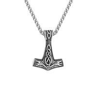 unisex Vikings rune and boros hammer necklaces for men antique steel amulet with Nordic mythology pendant Celtic knot anchor male jewelry Accessories