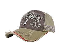 Unisex Vintage Baseball Cap Cotton Sun Hat Adjustable Distressed Snapback Cap Edge Grinding Do Old Hat Travel Peak Cap Outdoor Sports Cap for Women Men Running Fishing Hiking Camping Beach 55-60CM