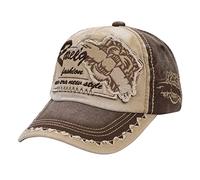 Unisex Vintage Cotton Baseball Cap Distressed Embroidery Peaked Cap Breathable Washed Edge Grinding Do Old Hat Outdoor Sports Sun Hat Headwear for Women Men Hiking Running Traveling Trekking Cap