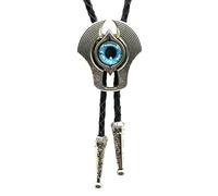 Unisex Vintage Evils Eye Stone Pendant Bolotie Western Braided Leather Rope Necktie Jewelry Shirt Collar Chain