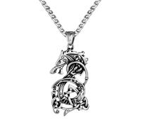 unisex Vintage Nordic rune hollow dragon necklace for men Punk Celtic knot Vikings Wolf head pendant charm male jewelry Jewelry Accessories