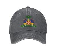 Unisex Vintage Washed Distressed Denim Baseball Cap Adjustable Cotton Baseball Hat for Men Women, Symbol of Haiti, One size