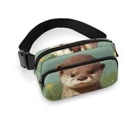 Unisex Waist Bag,Cute Otter Printed Adjustable Belt Casual Chest Bag Foldable Crossbody Bag Portable Waist Bag for Outdoors Workout Traveling Casual Running