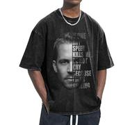 Unisex Walker Fast Paul See You Again T Shirts Vintage wash Tee Shirt Short Sleeve Crew Neck Oversized Cotton Streetwear Cute Graphic Summer Casual Loose Basic Tee Top