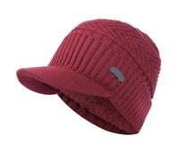 Unisex Warm Winter Hats Stylish Add Fur Lined Soft Beanie Cap With Brim Thick Winter Knitted Hats For Men & Women(Red)